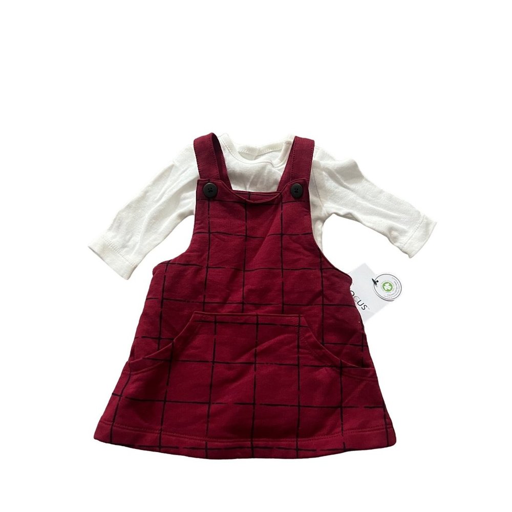 Focus 2 pc set red and white overall style newborn